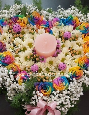 Cuore con rose Rainbow